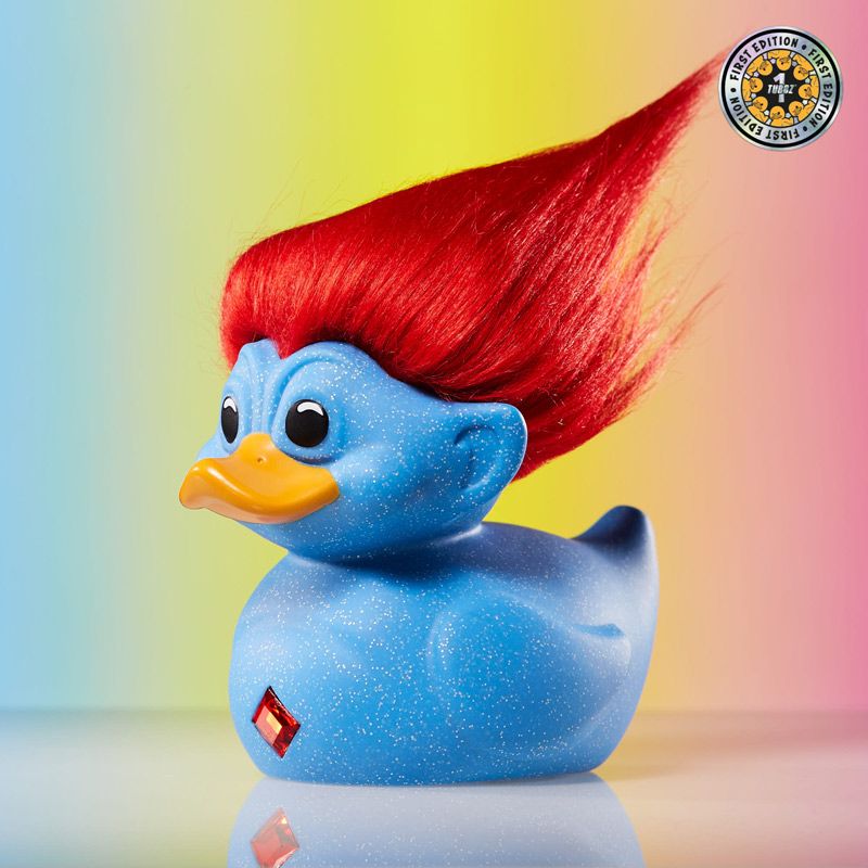 Official Trolls Glitter Blue Troll (Blue with Red Hair) TUBBZ Cosplaying Duck Collectable