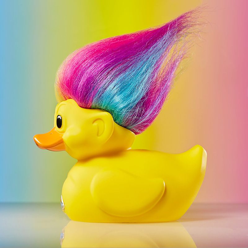 Official Trolls Rainbow Troll (Yellow with Rainbow Hair) TUBBZ Cosplaying Duck Collectable