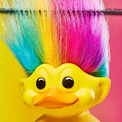 Official Trolls Rainbow Troll (Yellow with Rainbow Hair) TUBBZ Cosplaying Duck Collectable
