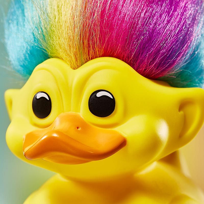 Official Trolls Rainbow Troll (Yellow with Rainbow Hair) TUBBZ Cosplaying Duck Collectable