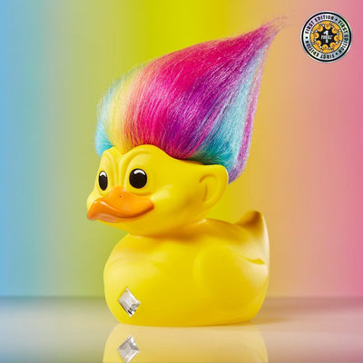 Official Trolls Rainbow Troll (Yellow with Rainbow Hair) TUBBZ Cosplaying Duck Collectable