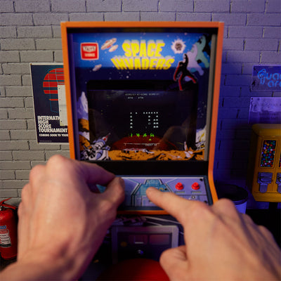 Official Space Invaders Quarter Size Arcade Cabinet + Coin.