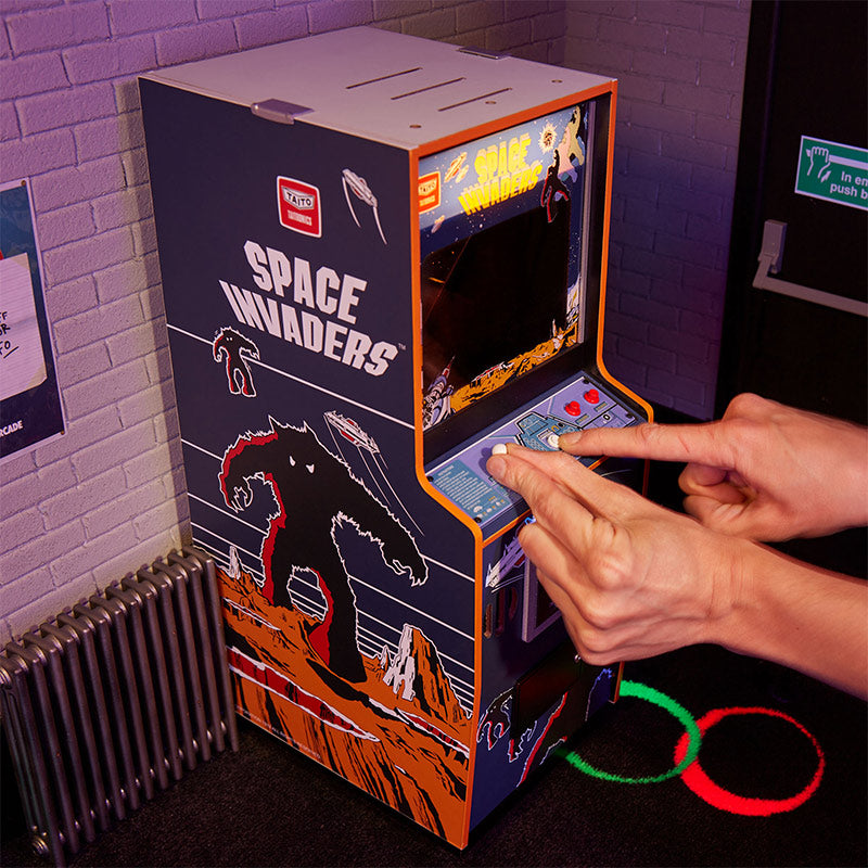 Official Space Invaders Quarter Size Arcade Cabinet + Coin.