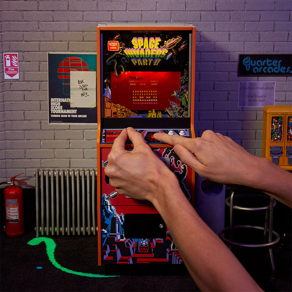 Official Space Invaders Part II Quarter Size Arcade Cabinet + Coin.