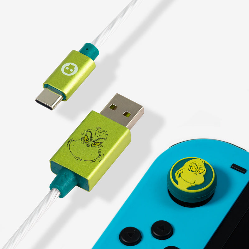 Official The Grinch LED USB C Cable & Thumb Grips (Nintendo Switch)