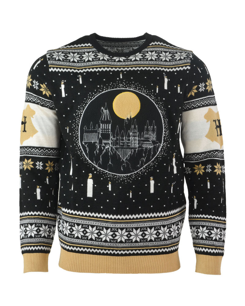 Official Harry Potter Hogwarts Castle Candles LED Christmas Jumper / Ugly Sweater