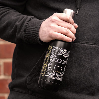 Official Mega Drive 'Technical Spec' Black Bowling Pin Style Water Bottle