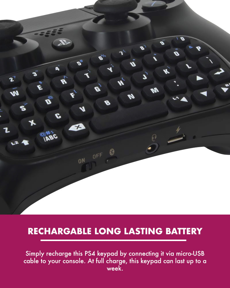 Numskull PlayStation 4 PS4 Bluetooth Wireless Mini Keyboard / Chatpad