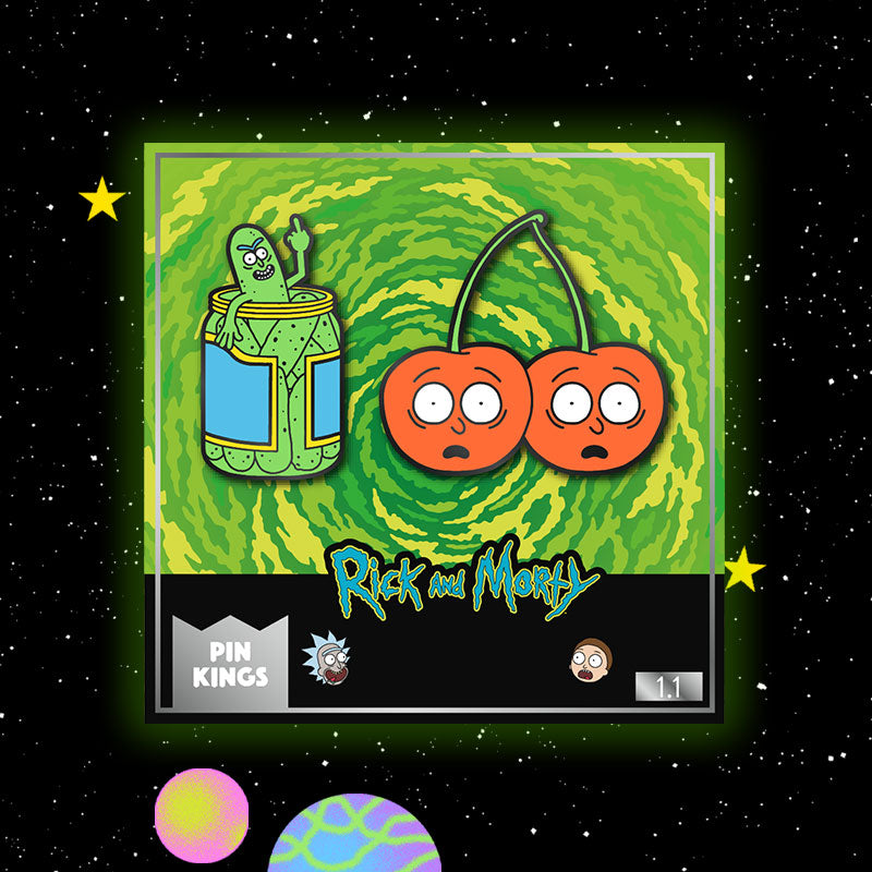 Pin Kings Rick and Morty Enamel Pin Badge Set 1.1 – Pickle Rick & Cherry Morty