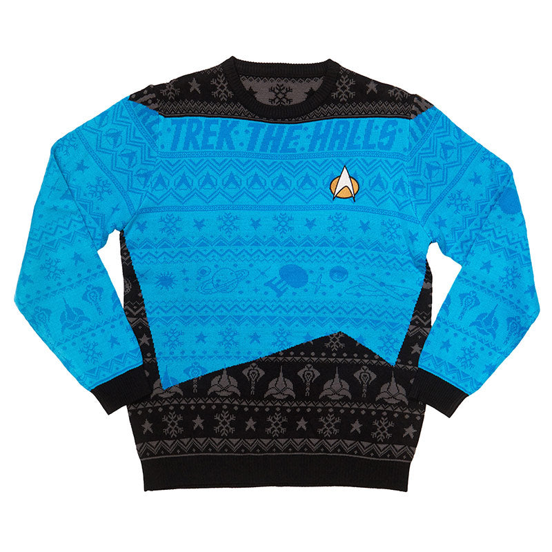 Official Star Trek Blue Christmas Jumper / Ugly Sweater