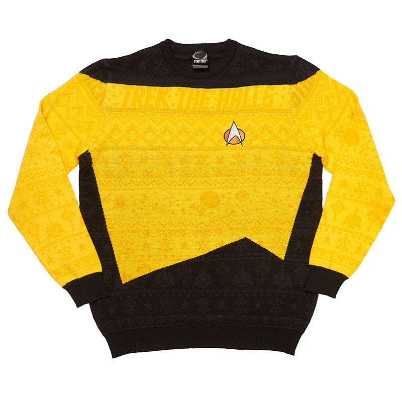 Official Star Trek Yellow Christmas Jumper / Ugly Sweater