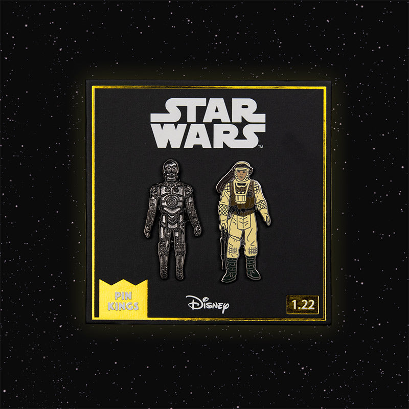 Pin Kings Star Wars Enamel Pin Badge Set 1.22 – C-3PO and Luke Skywalker (Hoth Battle Gear)