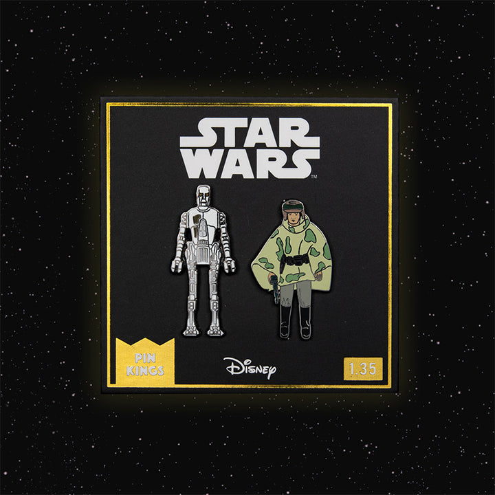 Star Wars Enamel Pin Badge Set 1.35 – 8D8 and Princess Leia Organa (in Combat Poncho)