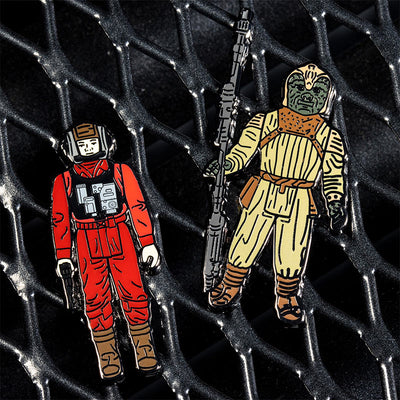 Pin Kings Star Wars Enamel Pin Badge Set 1.37 – B-Wing Pilot and Klaatu (in Skiff Guard Outfit)