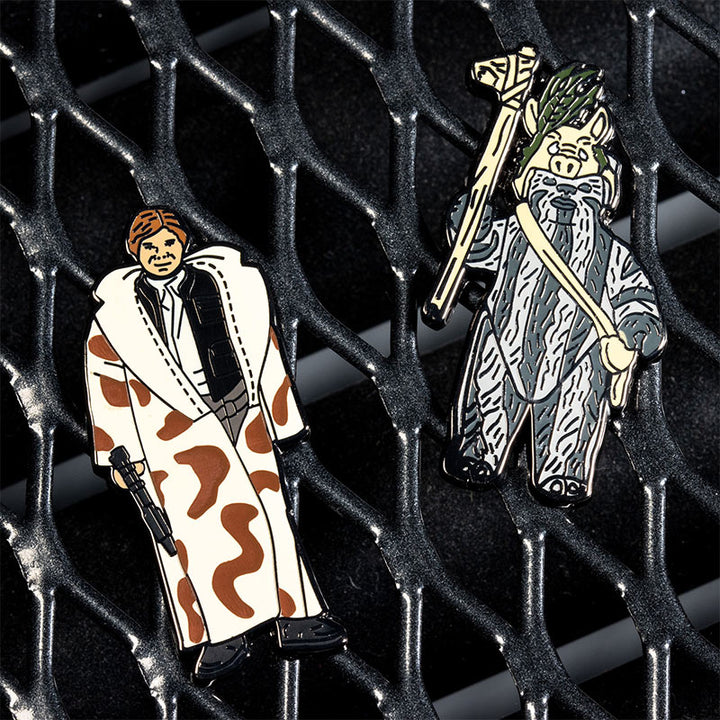 Star Wars Enamel Pin Badge Set 1.38 – Han Solo (in Trench Coat) and Teebo