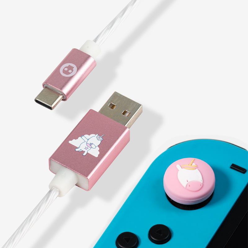 Numskull Unicorn LED USB C Cable & Thumb Grips (Nintendo Switch)