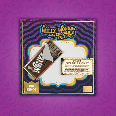 Pin Kings Willy Wonka & the Chocolate Factory Enamel Pin Badge Set 1.1 – Wonka Bar & Golden Ticket