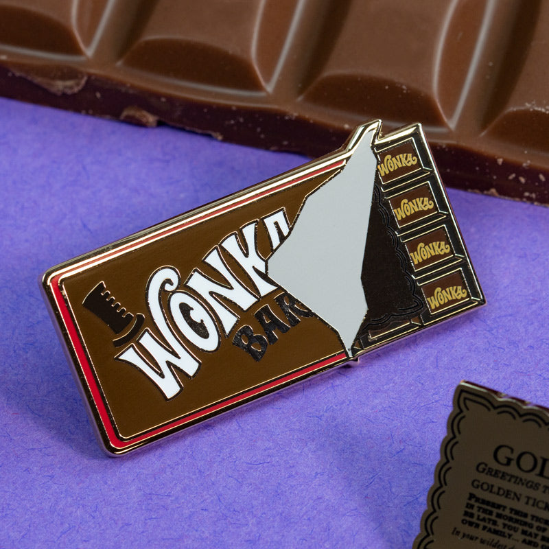 Pin Kings Willy Wonka & the Chocolate Factory Enamel Pin Badge Set 1.1 – Wonka Bar & Golden Ticket